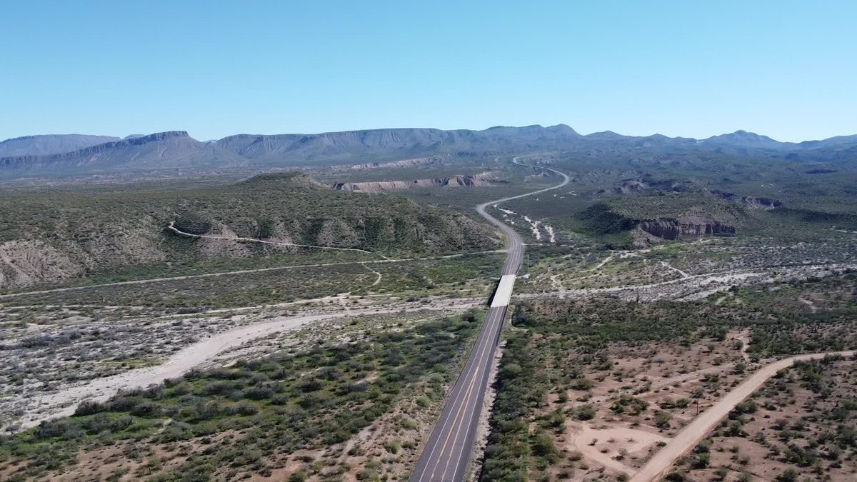 Desert highway and terrain aerial for land survey