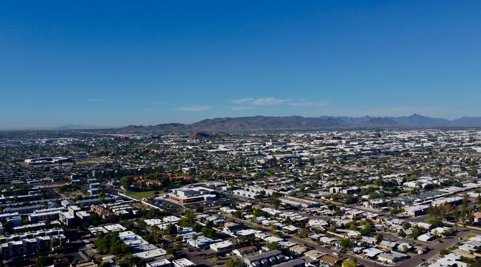 Wide aerial panorama of the Phoenix metro